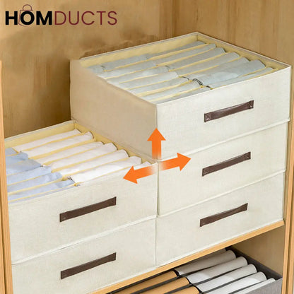 Foldable Closet Drawer Organizer with Handles – 16-Grid Fabric Storage Box for Jeans, Pants & Clothes