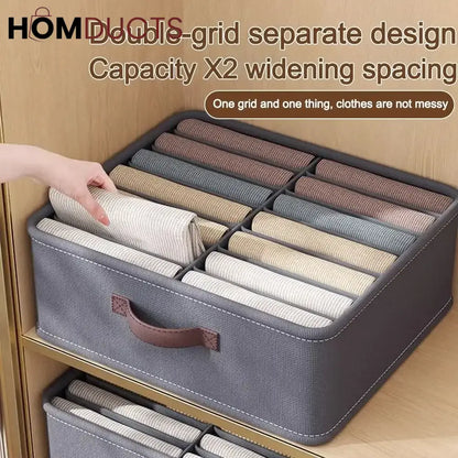 Foldable Closet Drawer Organizer with Handles – 16-Grid Fabric Storage Box for Jeans, Pants & Clothes