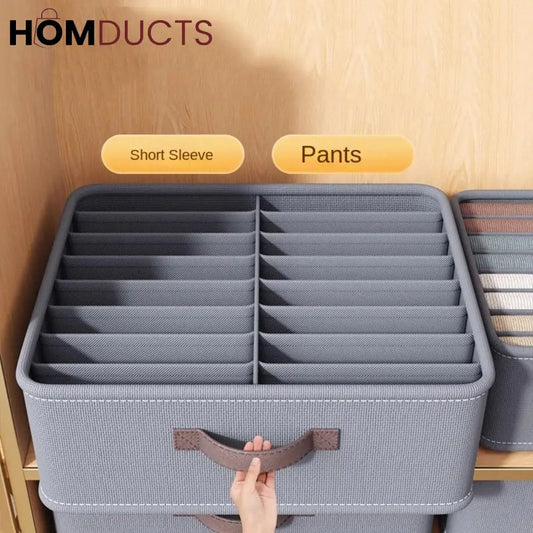 Foldable Closet Drawer Organizer with Handles – 16-Grid Fabric Storage Box for Jeans, Pants & Clothes