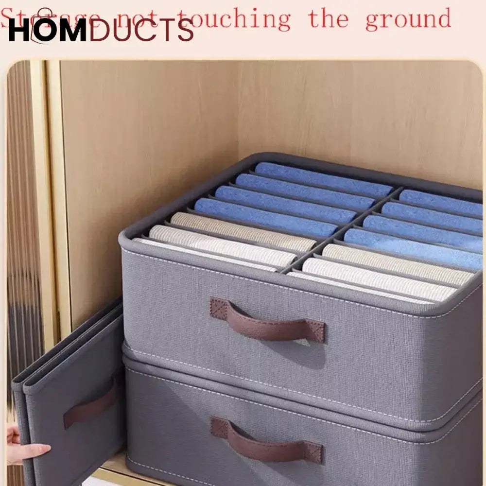 Foldable Closet Drawer Organizer with Handles – 16-Grid Fabric Storage Box for Jeans, Pants & Clothes