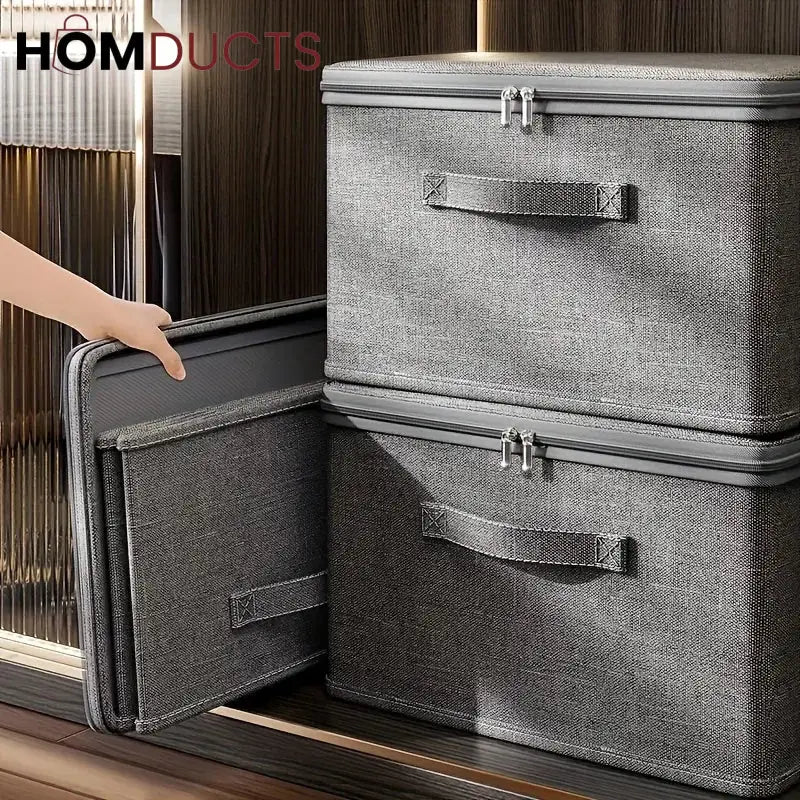 Luxury Foldable Fabric Storage Box with Lid – Premium Closet & Home Organizer | Homducts.pk