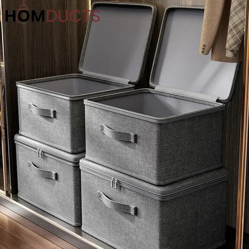Luxury Foldable Fabric Storage Box with Lid – Premium Closet & Home Organizer | Homducts.pk