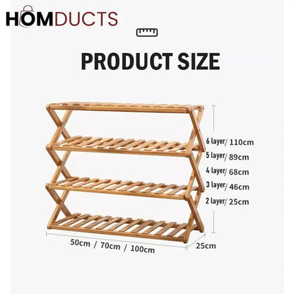 Foldable wooden shoe rack