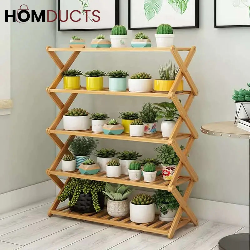 Foldable wooden shoe rack