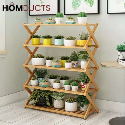 Foldable wooden shoe rack