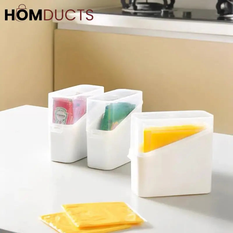 Fridge Organizer Bins with Lids – Stackable Storage Containers for Cheese, Sauce Packets & Snacks