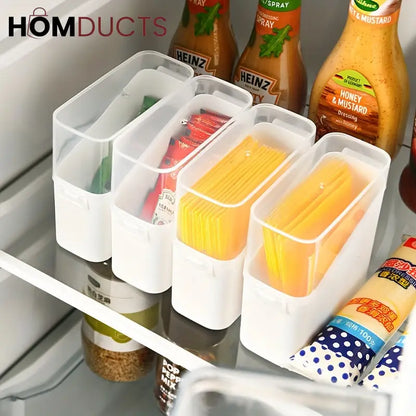 Fridge Organizer Bins with Lids – Stackable Storage Containers for Cheese, Sauce Packets & Snacks