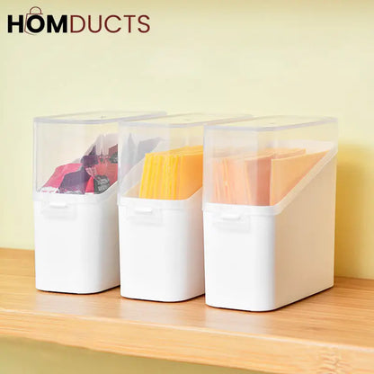 Fridge Organizer Bins with Lids – Stackable Storage Containers for Cheese, Sauce Packets & Snacks