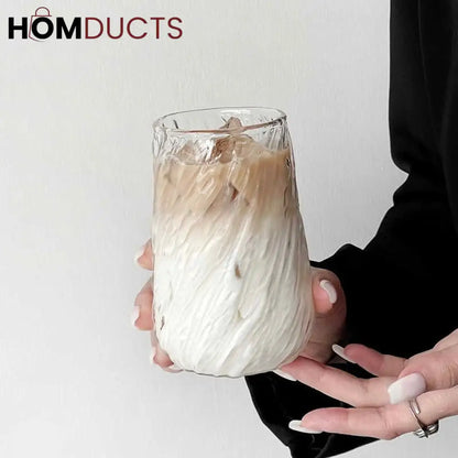 Frozen Ice Design Glass Cup - Elegant Tea & Coffee Mug | Premium Transparent Glass