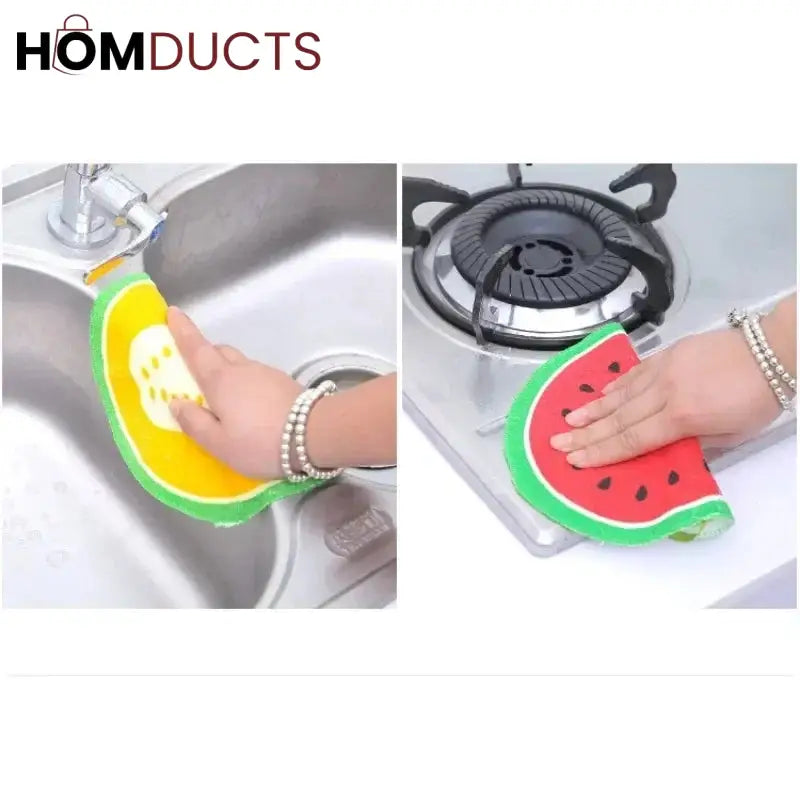 Fruit Pattern Kitchen Cleaning Towel (4pcs)