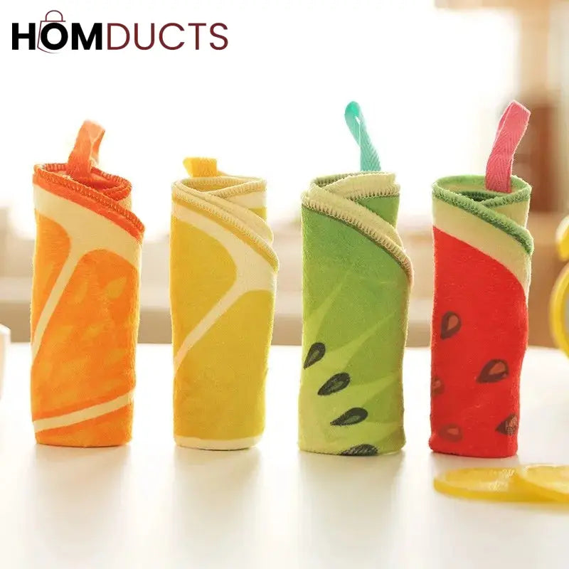 Fruit Pattern Kitchen Cleaning Towel (4pcs)