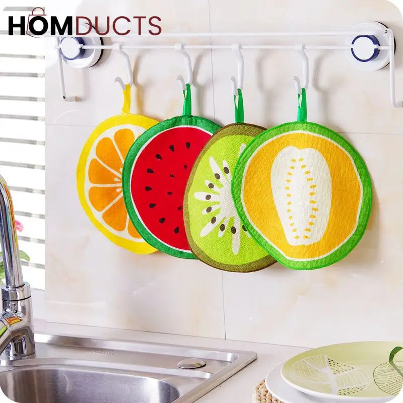 Fruit Pattern Kitchen Cleaning Towel (4pcs)