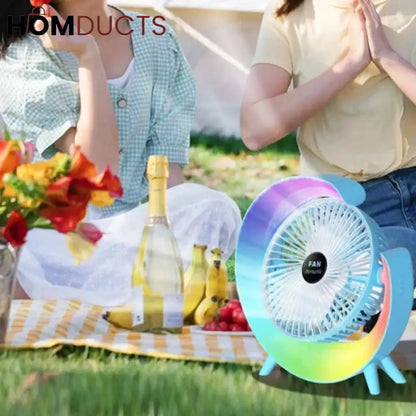 G Shape RGB Lightening Rechargeable Fan