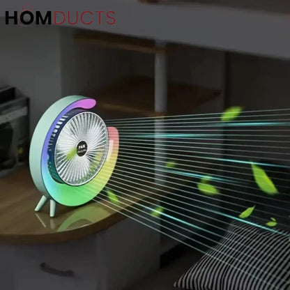 G Shape RGB Lightening Rechargeable Fan