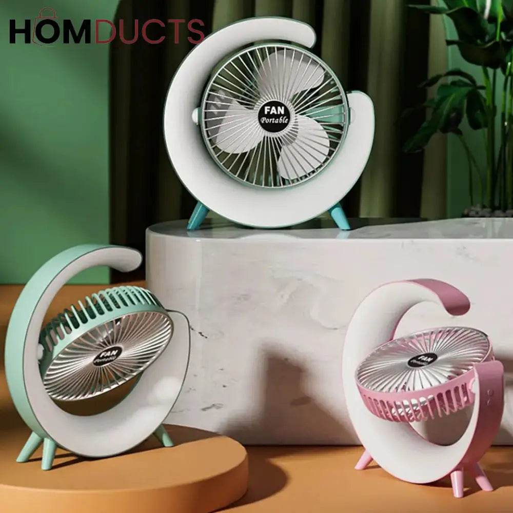 G Shape RGB Lightening Rechargeable Fan