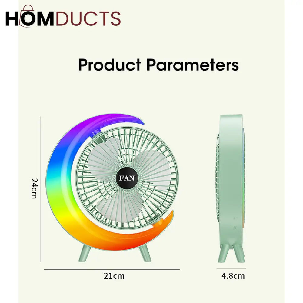 G Shape RGB Lightening Rechargeable Fan