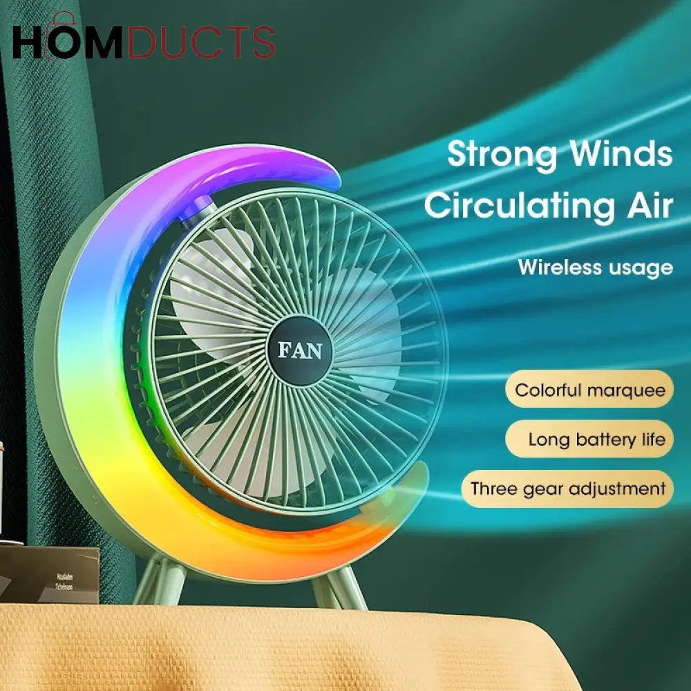 G Shape RGB Lightening Rechargeable Fan