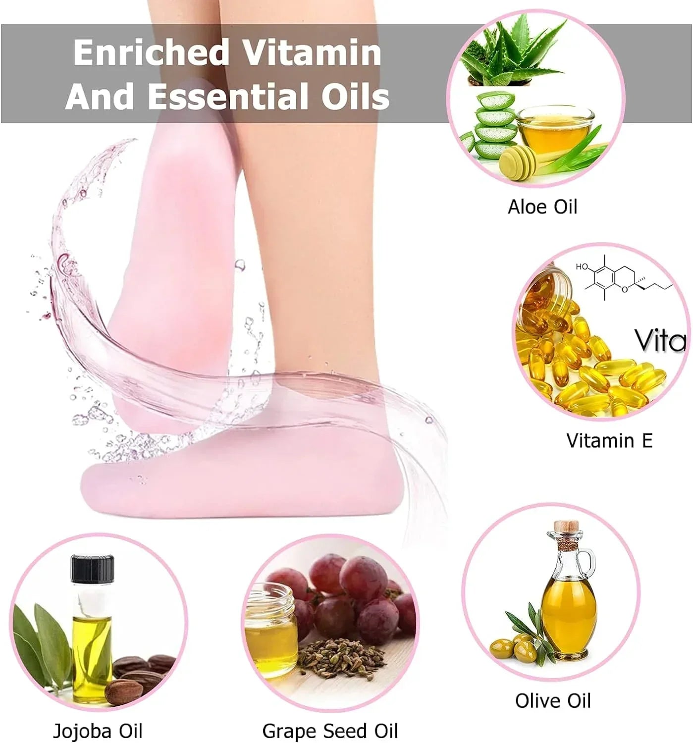 Silicone Gel Moisturizing Sock – Foot Care Pedicure Socks for Dry Cracked Heels & Softening Rough Skin