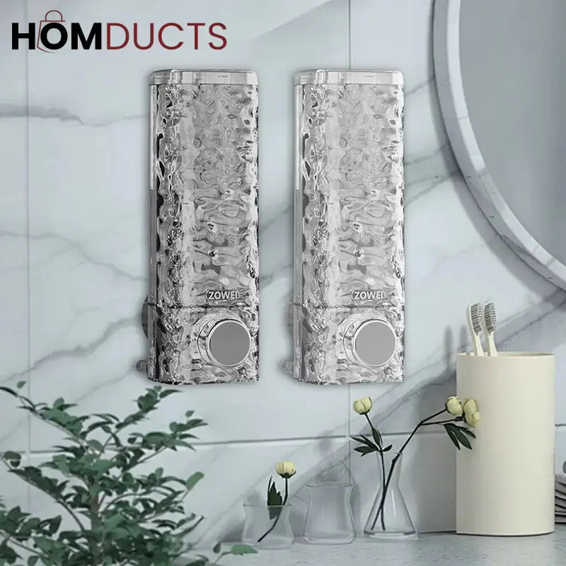 Glacier Wall-Mounted Suction Soap Dispenser – Luxury Textured for Bathroom & Kitchen