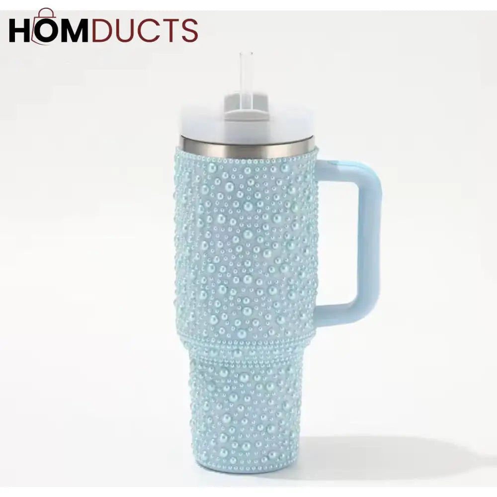 Glamorous Pearl Style 40oz Rhinestone Tumbler - Stay Hydrated in Style