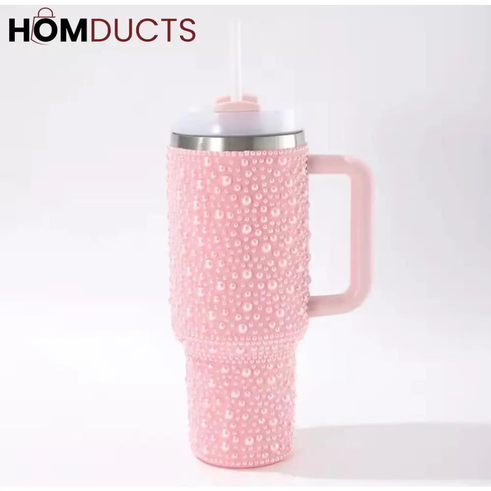 Glamorous Pearl Style 40oz Rhinestone Tumbler - Stay Hydrated in Style