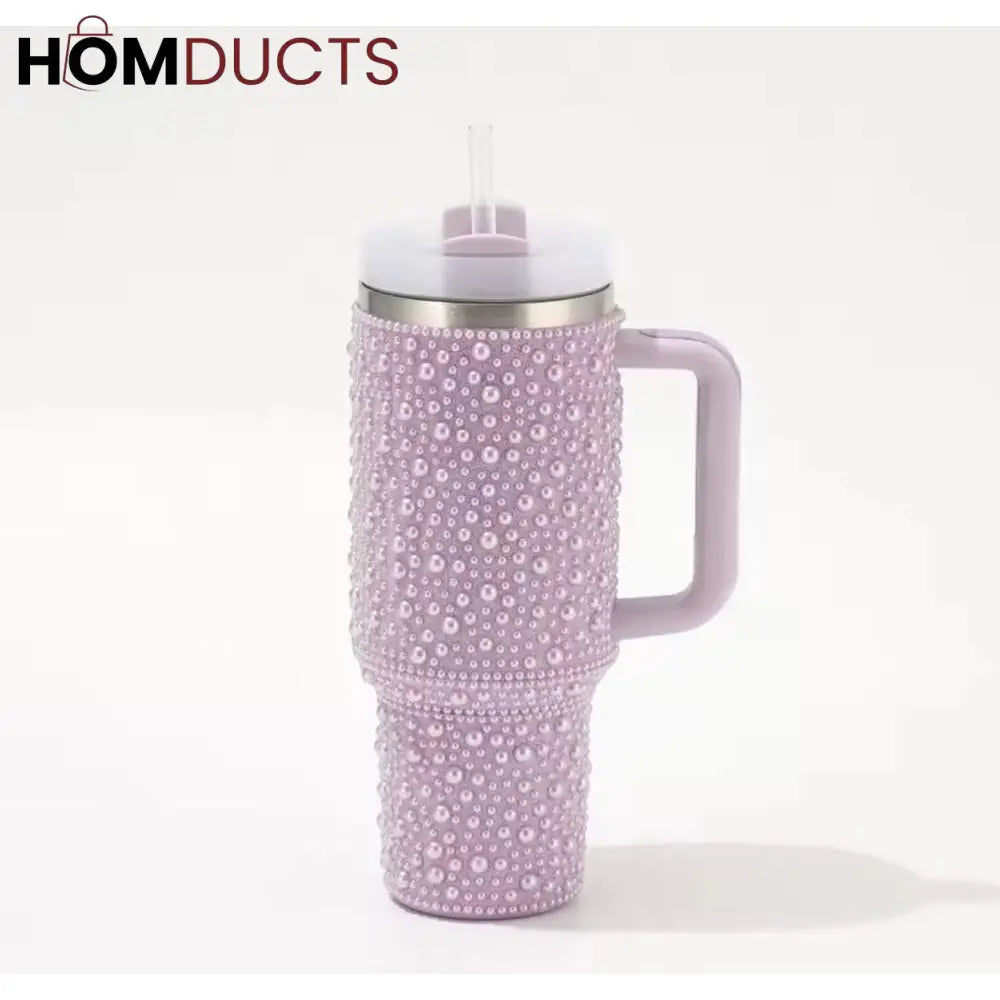 Glamorous Pearl Style 40oz Rhinestone Tumbler - Stay Hydrated in Style