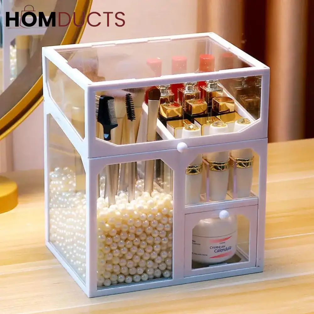 Glass Cosmetic And Makeup Brush Organiser