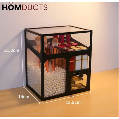 Glass Cosmetic And Makeup Brush Organiser