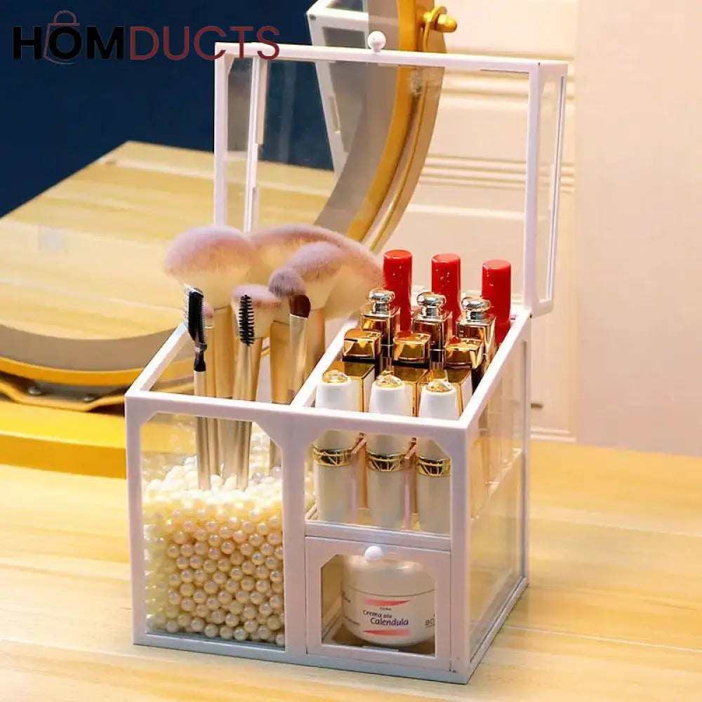 Glass Cosmetic And Makeup Brush Organiser