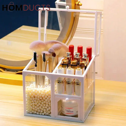 Glass Cosmetic And Makeup Brush Organiser