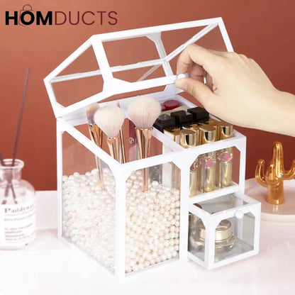 Glass Cosmetic And Makeup Brush Organiser