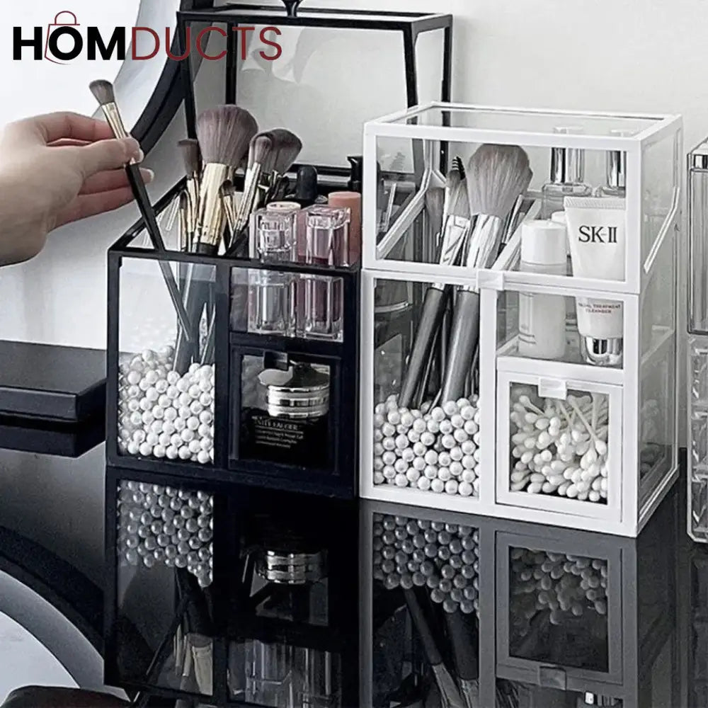 Glass Cosmetic And Makeup Brush Organiser