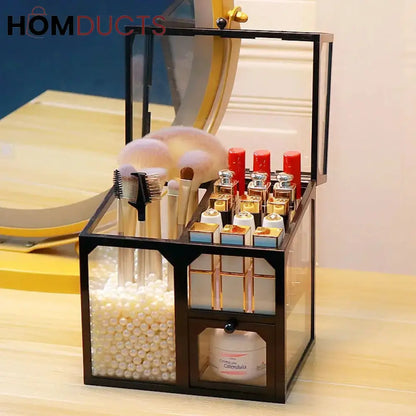 Glass Cosmetic And Makeup Brush Organiser