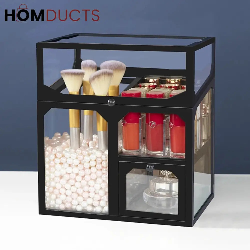 Glass Cosmetic And Makeup Brush Organiser