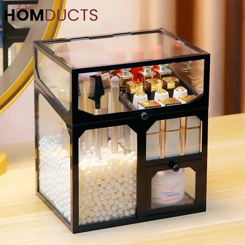 Glass Cosmetic And Makeup Brush Organiser