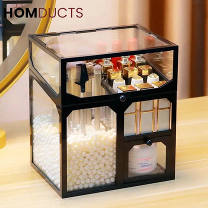 Glass Cosmetic And Makeup Brush Organiser