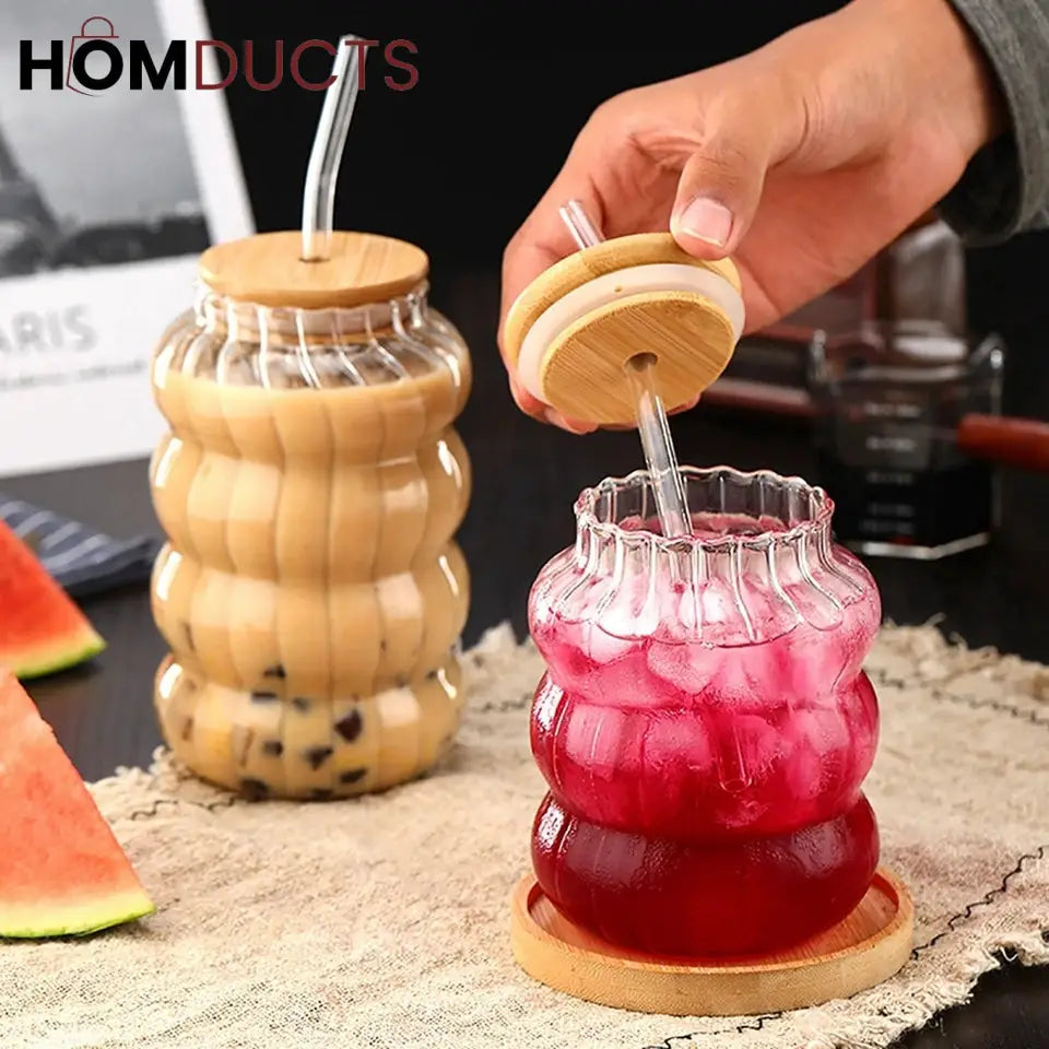 Glass Cup With Bamboo lid