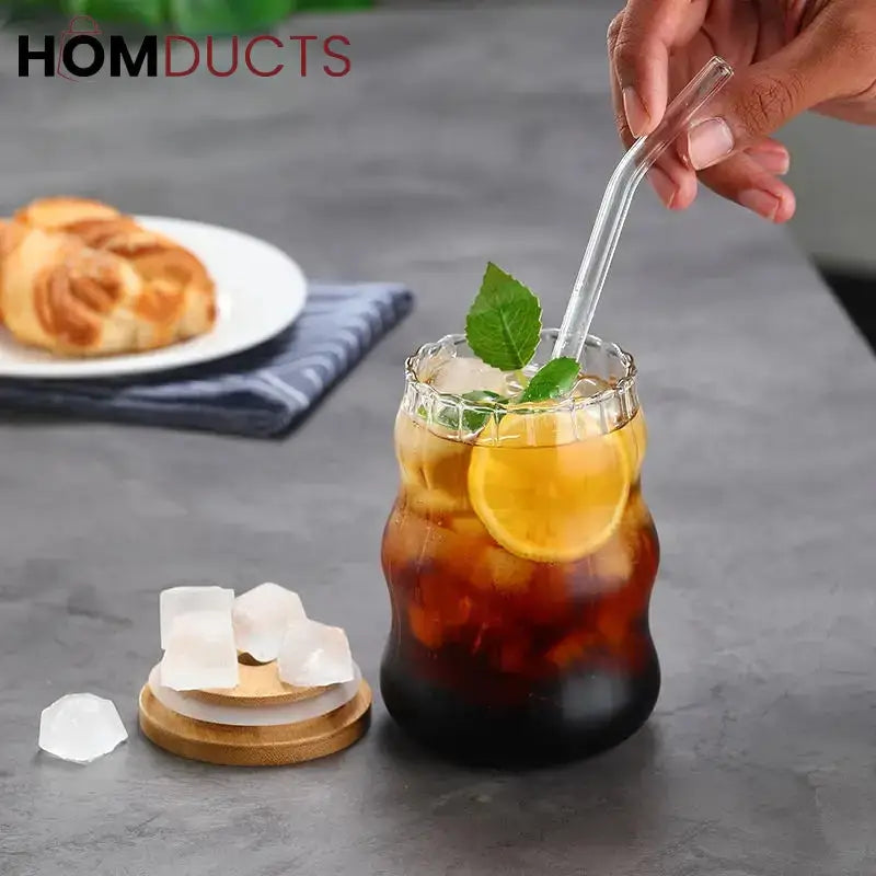 Glass Cup With Bamboo lid
