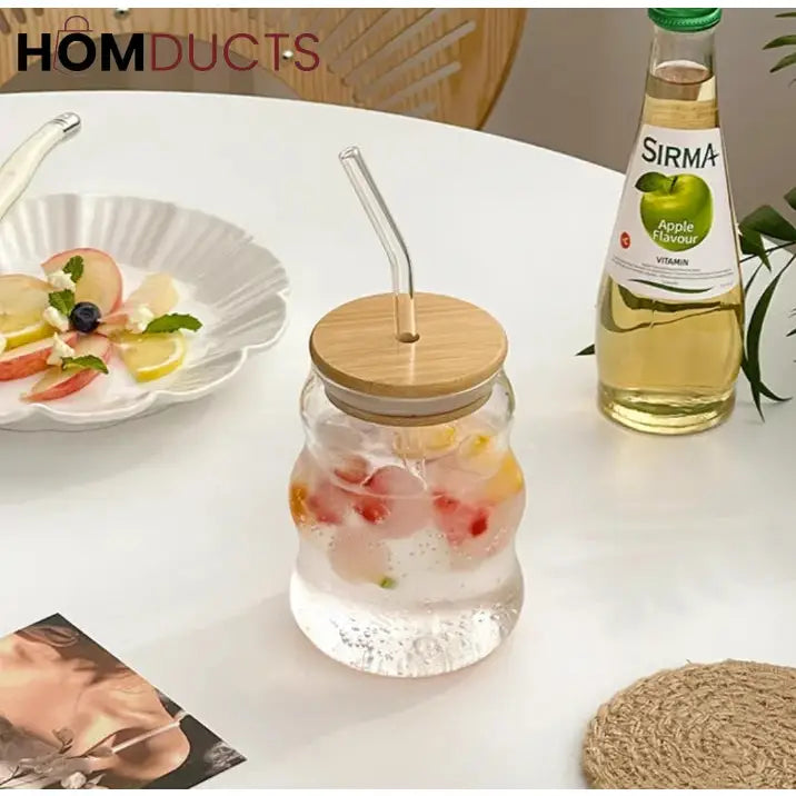 Glass Cup With Bamboo lid