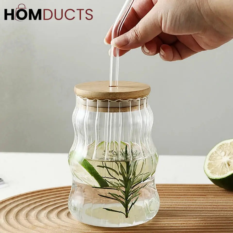 Glass Cup With Bamboo lid