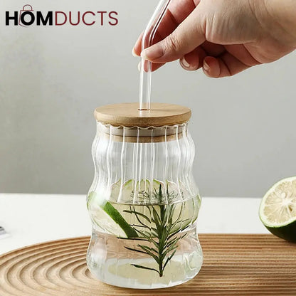 Glass Cup With Bamboo lid