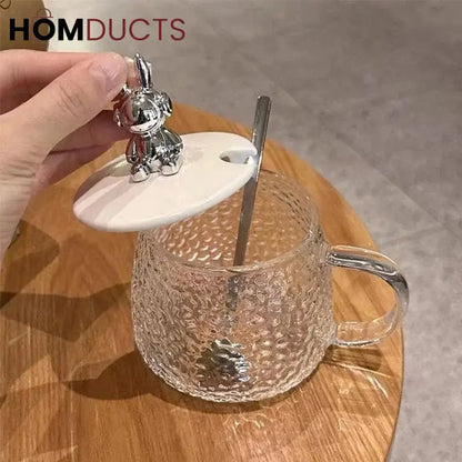 Glass Cup With Lid And Spoon