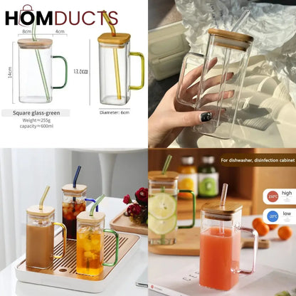 Glass Mug With Lid And Straw