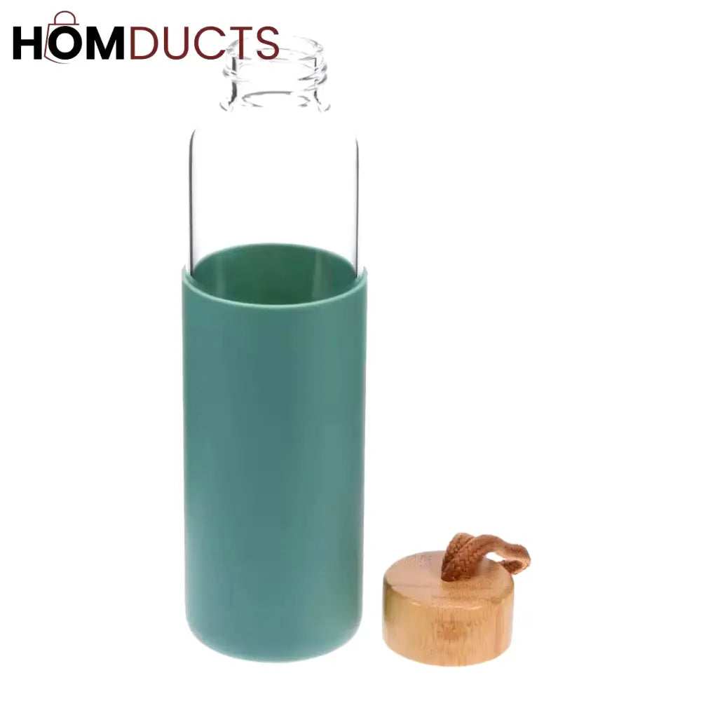 Glass Water Bottle with Silicone Cover - Portable & Anti-Scald
