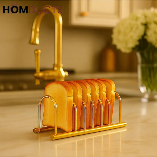 Golden Toast Rack Holder – Elegant Bread Organizer for Breakfast Tables