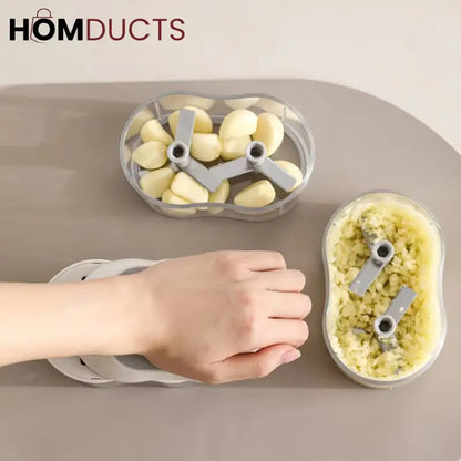 Hand Pushed Vegetable Chopper With 2 Stainless Steel Blades