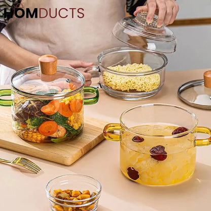 Heat Resistant Borosilicate Glass Cooking Pot