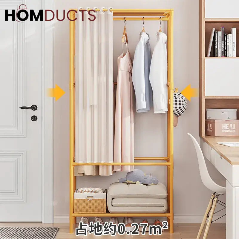 Heavy Duty Foldable Garment Rack - Steel Pipe, Freestanding Closet Organizer for Bedroom & Wardrobe