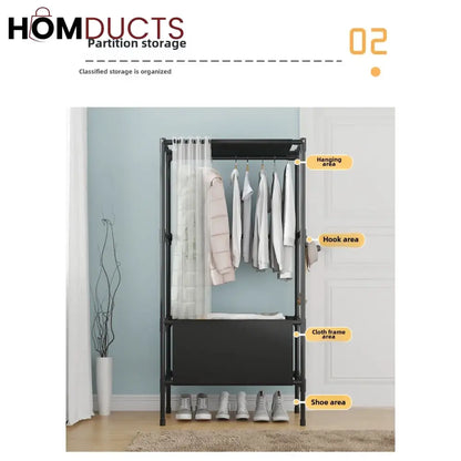 Heavy Duty Foldable Garment Rack - Steel Pipe, Freestanding Closet Organizer for Bedroom & Wardrobe