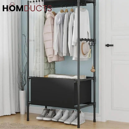 Heavy Duty Foldable Garment Rack - Steel Pipe, Freestanding Closet Organizer for Bedroom & Wardrobe